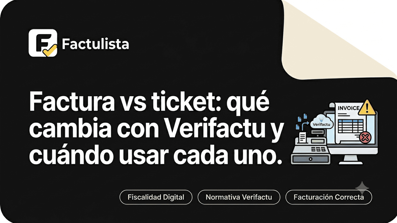 Factura vs ticket: qué cambia con Verifactu y cuándo usar cada uno