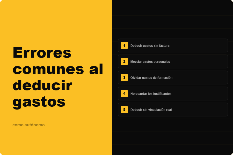 Errores comunes al deducir gastos como autónomo